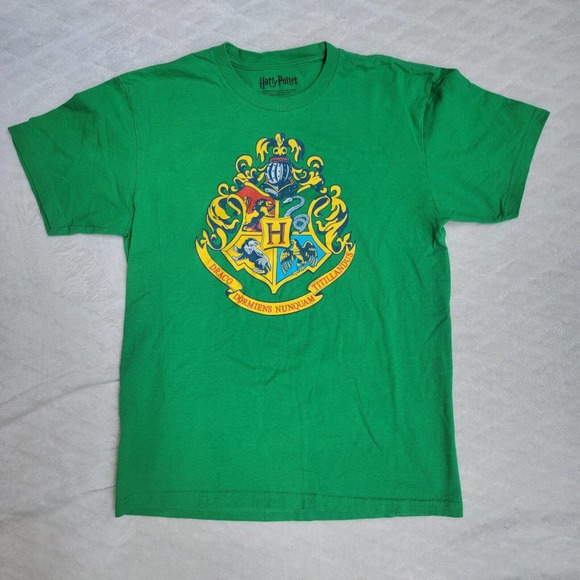 Hogwarts Crest Mens Tshirt Green Medium - Picture 1 of 5